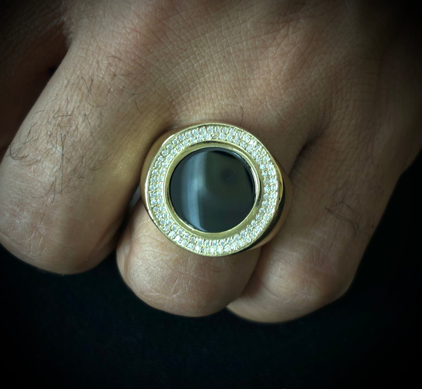 10k Round Black Onyx Ring