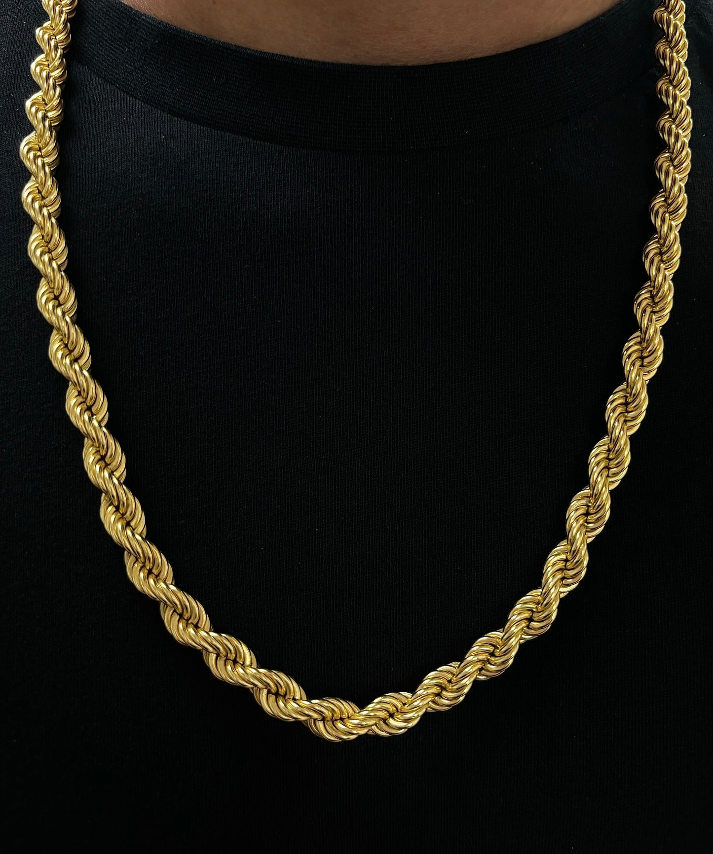 10k 8mm 26inch Rope Necklace
