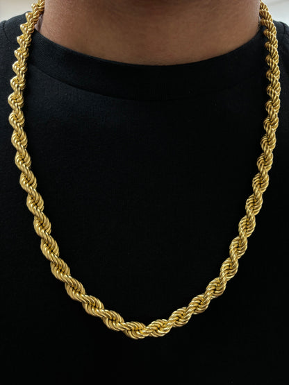 10k 8mm 26inch Rope Necklace