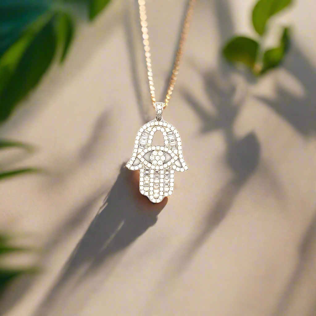 Dainty Icedout Hamsa Pendant