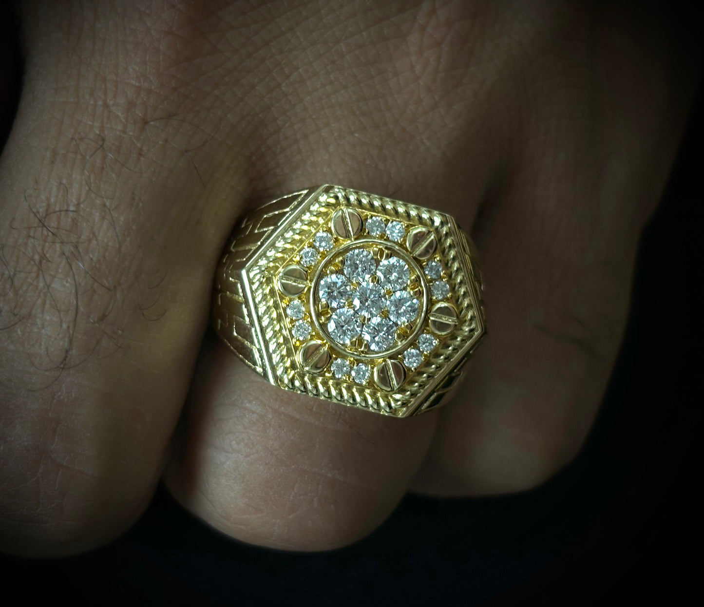 14k Diamond Hexagon Ring