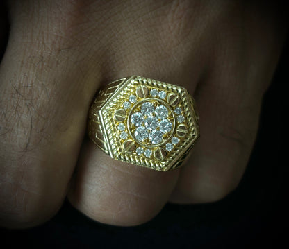 14k Diamond Hexagon Ring