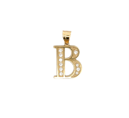 10k B Initial Pendant – Elegant Box Font