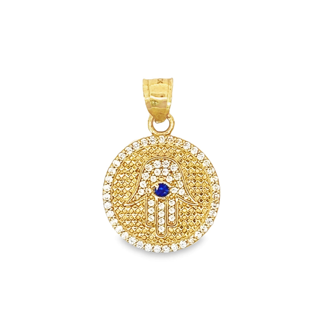 10k Sapphire Hamsa Medalion Pendant