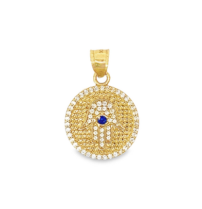 10k Sapphire Hamsa Medalion Pendant