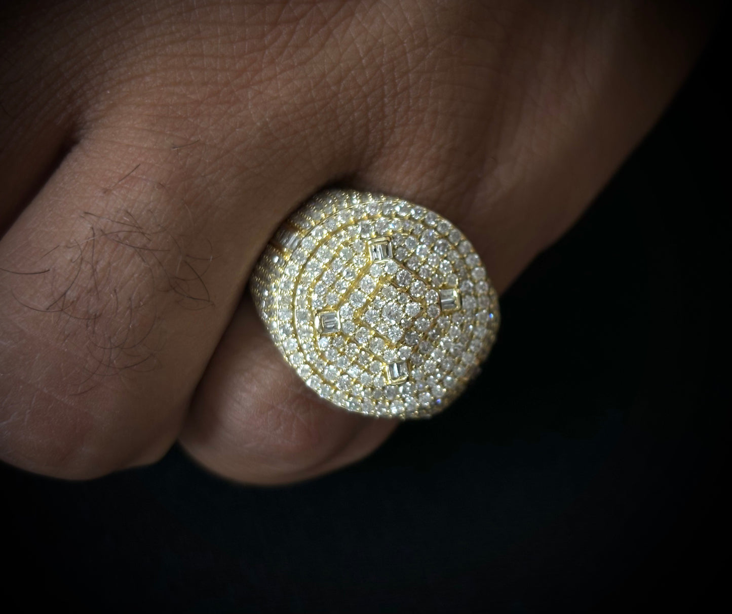 14k Diamond Round And Baguette Cut Ring